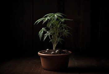 Cannabis plants growing in green dirt