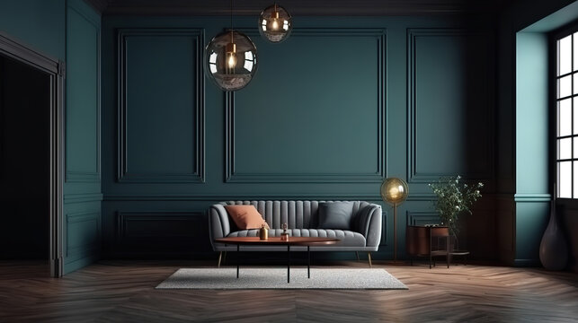 Empty modern luxury room interior design. Generative Ai