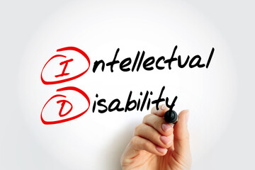 ID - Intellectual Disability acronym with marker, medical concept background