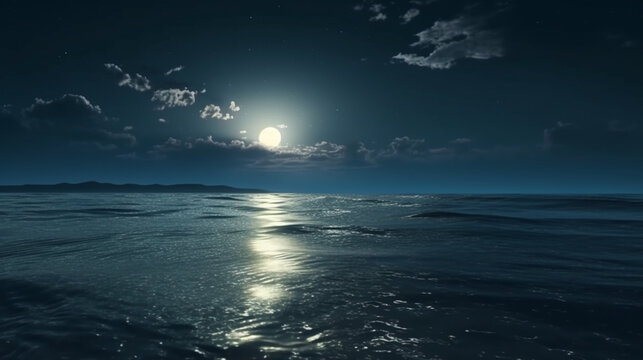 Moon and sea.generative ai
