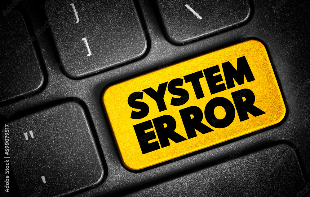 Poster System Error text button on keyboard, concept background