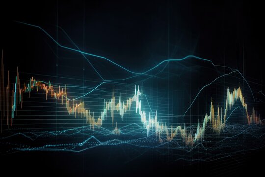 digital financial market graph chart, matrix environment , line bar graph chart , multiple display window, generative ai