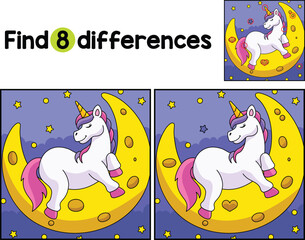 Unicorn Sleeping on a Moon Find The Differences Generative AI