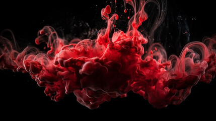 Red ink in water on a black background. Abstract background for design.generative ai