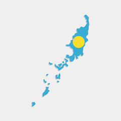 palau map with flag on gray background