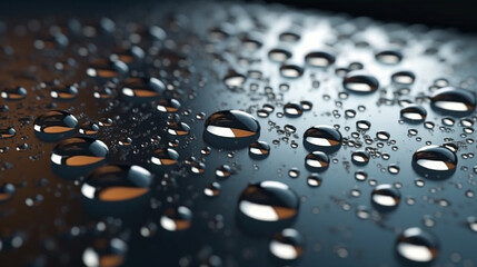 Water drops on metal surface. Abstract background.generative ai