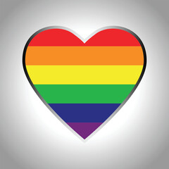 Fototapeta premium Colorful symbol of the pride of tolerant people. Vector image of a heart shaped rainbow flag.