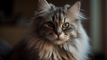 A close-up of a fluffy white cat. Generative AI