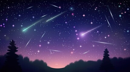 Fototapeta premium A sky with shooting stars and constellations. Generative AI