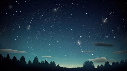 A sky with a shooting star and constellations. Generative AI