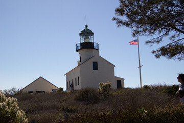 Point Loma, CA, USA - November 26, 2021:  Views of Old Point Loma Lighthouse near San Diego.
