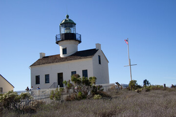 Fototapeta na wymiar Point Loma, CA, USA - November 26, 2021: Views of Old Point Loma Lighthouse near San Diego.
