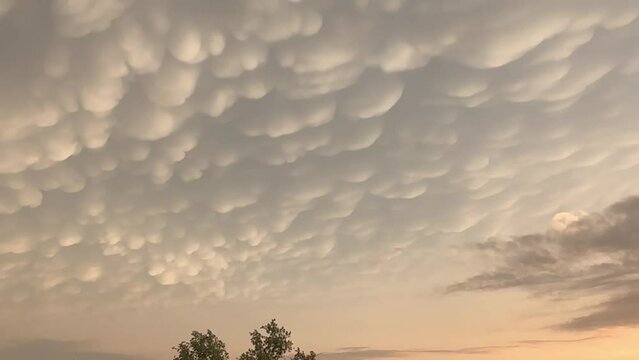 Strange mammatus clouds appear after a storm moves out of Texas.  