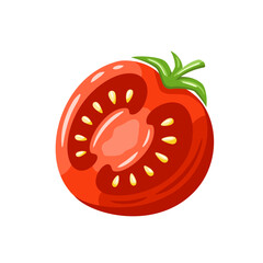 Red tomato isolated on white background. Vector illustration