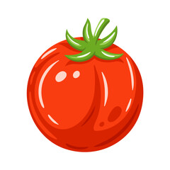 Red tomato isolated on white background. Vector illustration
