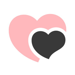 Black and pink hearts illustration isolated on white background. Vector illustration