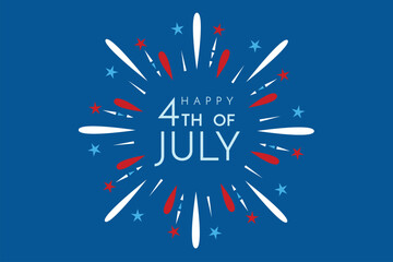 Happy 4th of July Fireworks Horizontal Vector Illustration 1