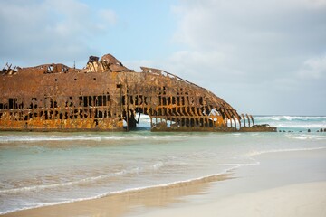 Shipwreck of MS Cabo de Santa Maria by Praia de Atlanta beach Cape Verde sent by Spanish dictator...