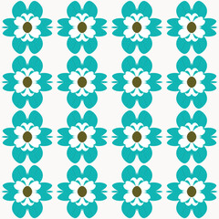 Naklejka premium Tiffany blue and white pattern with power motifs of peppermint flowers and vines make up this.