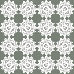 Fototapeta na wymiar Gray and white damask floral pattern with detailed symmetry, perfect for greeting cards, curtains.