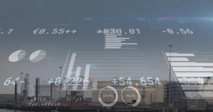 Animation of financial data processing over factory
