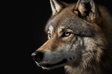 Fototapeta premium Generative AI. Wolf (Canis lupus). Illustration of a grey wolf