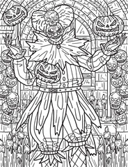 Halloween Clown Coloring Page for Adults Generative AI