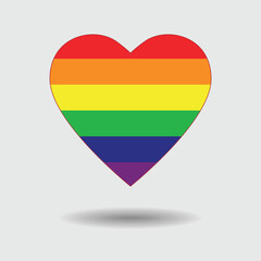 Colorful symbol of the pride of tolerant people. Vector image of a heart shaped rainbow flag.