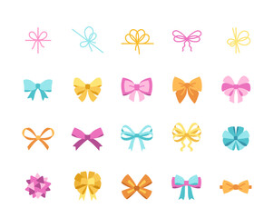 Colored bow stickers - obrazy, fototapety, plakaty