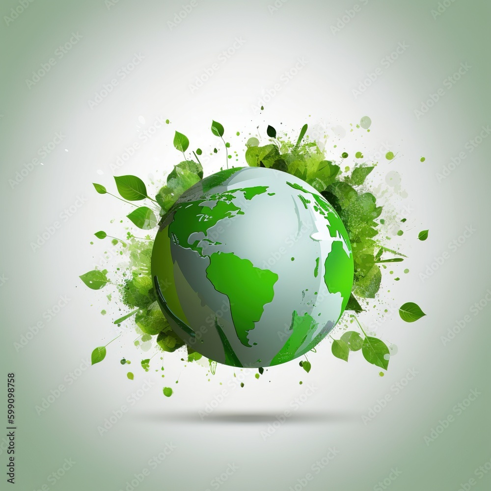 Poster save the green planet concept with green Earth globe, Earth Day. generative AI