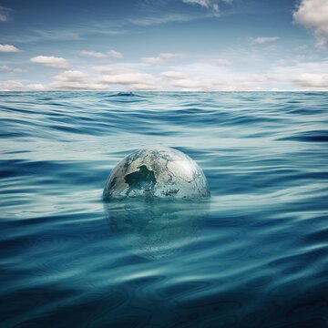 Save the earth concept globe in the sea. generative ai