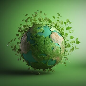 Save the green planet concept with green Earth globe, Earth Day. the environment. generative AI