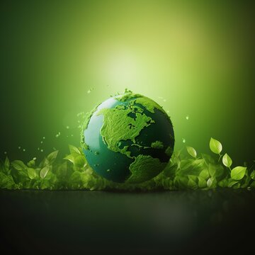 Earth Day, defend the green world concept with a green Earth globe. generative AI