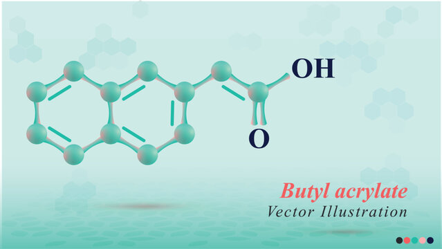 Butyl Acrylate molecule structure vector illustration easy to use and customize