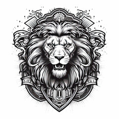 Obraz premium Lion Logo, Crest, Banner, Company logo, Brand logo. Generative AI.