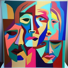 Obraz na płótnie Canvas Abstract human oil paintings for wall decor modern art women modern art gallery ai generative colorful design art