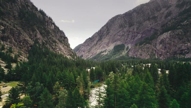Aerial shot of the Alps shot from Ailefroide in France with a 4K drone