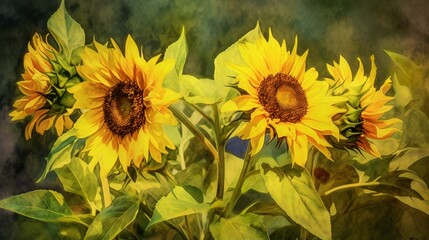Watercolor Sunflowers: A Serene Painting