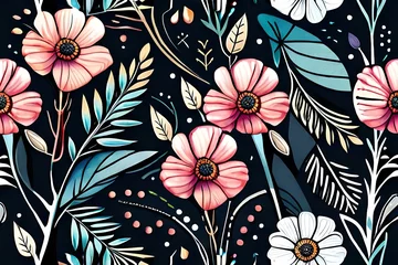 Tuinposter seamless pattern with flowers © XYZ Gallery