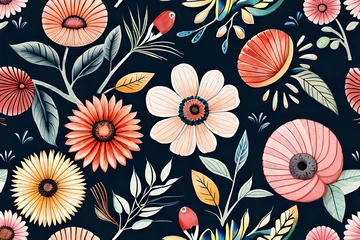 Möbelaufkleber seamless pattern with flowers © XYZ Gallery