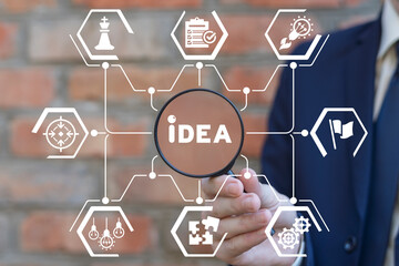 Concept of business creativity, inspiration, brainstorm, creative idea concept. Motivation for success. Think big ideas. Finding brilliant ideas.