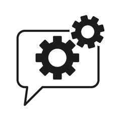 chat bubble with cogwheel icon vector