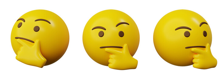 3d emoticon thinking emoji or yellow ball emoticon creative user interface web design symbol