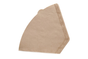 Paper coffee filter isolated on white, top view
