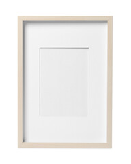 Empty wooden frame on white background. Space for design