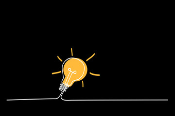 vector bulb idea, single or continuous line with copy negative space for text area
