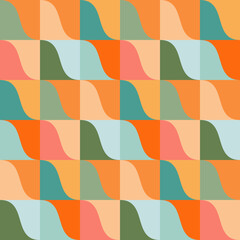 Geometryczne powtarzalne jasne tło. Kolorowa mozaika z prostymi kształtami do wykorzystania w projektach.