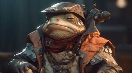generous toad lawman, digital art illustration, Generative AI