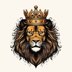 Colorful angry tiger king wearing crown for t-shirt design wallpaper and tattoo concept vector illustration