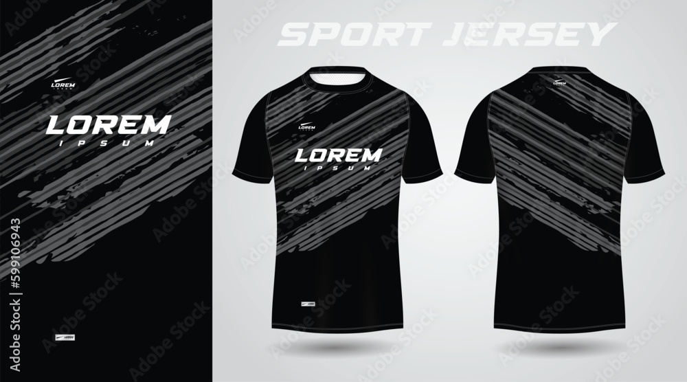 Wall mural black shirt soccer football sport jersey template design mockup